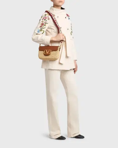 Valentino Garavani Viscose Raffia & Leather Top-Handle Bag | Thumbnail 9 Valentino Garavani Viscose Raffia & Leather Top-Handle Bag | Thumbnail 9