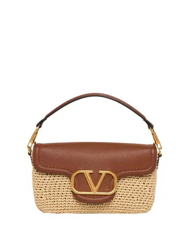 Viscose Raffia & Leather Top-Handle Bag