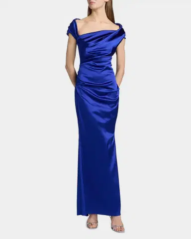 Talbot Runhof Asymmetric Draped Satin Gown | Thumbnail 2 Talbot Runhof Asymmetric Draped Satin Gown | Thumbnail 2