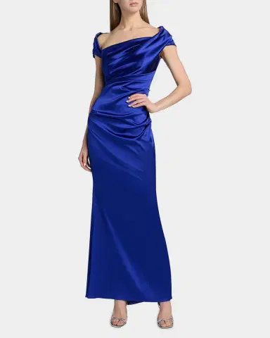 Talbot Runhof Asymmetric Draped Satin Gown | Thumbnail 4 Talbot Runhof Asymmetric Draped Satin Gown | Thumbnail 4