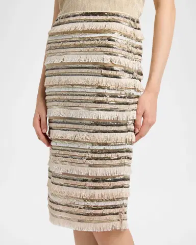 Kiton Sequined Fringe Pencil Skirt | Thumbnail 5 Kiton Sequined Fringe Pencil Skirt | Thumbnail 5