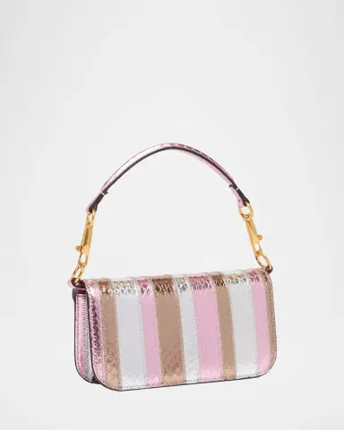 Valentino Garavani Small Striped Snakeskin Leather Top-Handle Bag | Thumbnail 3 Valentino Garavani Small Striped Snakeskin Leather Top-Handle Bag | Thumbnail 3