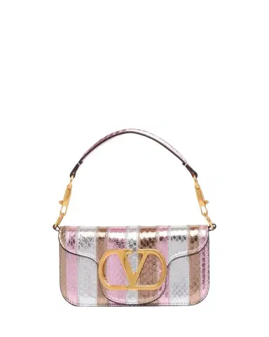 Valentino Garavani Small Striped Snakeskin Leather Top-Handle Bag | Thumbnail 1 Valentino Garavani Small Striped Snakeskin Leather Top-Handle Bag | Thumbnail 1