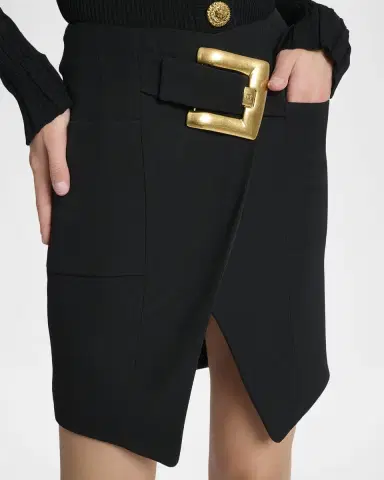 Balmain Belted Grain De Poudre Mini Wrap Skirt | Thumbnail 5 Balmain Belted Grain De Poudre Mini Wrap Skirt | Thumbnail 5