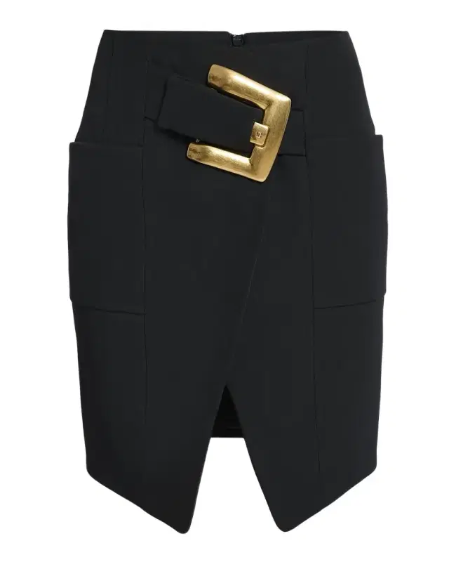Belted Grain De Poudre Mini Wrap Skirt