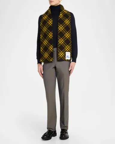 Burberry Men's Narrow Check Wool Scarf | Thumbnail 2 Burberry Men's Narrow Check Wool Scarf | Thumbnail 2