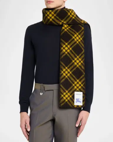 Burberry Men's Narrow Check Wool Scarf | Thumbnail 3 Burberry Men's Narrow Check Wool Scarf | Thumbnail 3