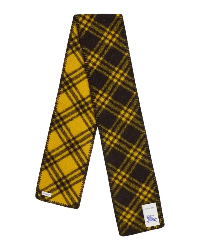 Men's Narrow Check Wool Scarf