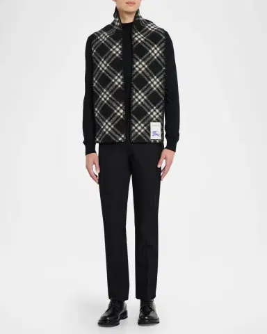 Burberry Men's Narrow Check Wool Scarf | Thumbnail 2