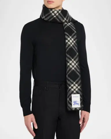 Burberry Men's Narrow Check Wool Scarf | Thumbnail 3