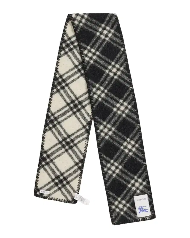 Burberry Men 's Narrow Check Wool Scarf