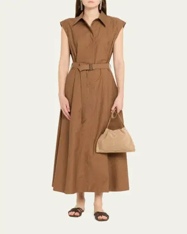 Brunello Cucinelli Crispy Diagonal Cotton Belted Midi Shirtdress | Thumbnail 2 Brunello Cucinelli Crispy Diagonal Cotton Belted Midi Shirtdress | Thumbnail 2