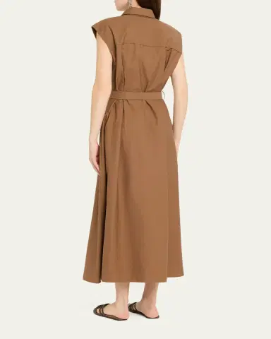 Brunello Cucinelli Crispy Diagonal Cotton Belted Midi Shirtdress | Thumbnail 3 Brunello Cucinelli Crispy Diagonal Cotton Belted Midi Shirtdress | Thumbnail 3