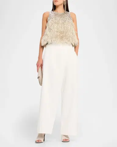 Brunello Cucinelli Cotton Paper Twill Wide-Leg Pants | Thumbnail 2 Brunello Cucinelli Cotton Paper Twill Wide-Leg Pants | Thumbnail 2