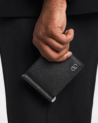 Valentino Garavani Men 's Vlogo Signature Grainy Calfskin Money Clip Wallet | Thumbnail 2 Valentino Garavani Men 's Vlogo Signature Grainy Calfskin Money Clip Wallet | Thumbnail 2