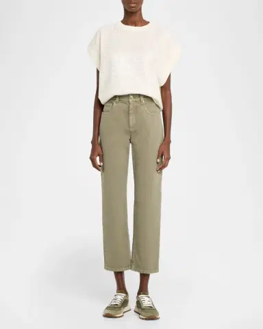Brunello Cucinelli Cotton Bull Retro Straight-Leg Ankle Pants | Thumbnail 2 Brunello Cucinelli Cotton Bull Retro Straight-Leg Ankle Pants | Thumbnail 2