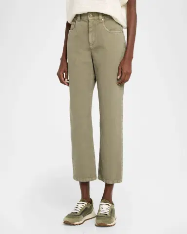 Brunello Cucinelli Cotton Bull Retro Straight-Leg Ankle Pants | Thumbnail 4 Brunello Cucinelli Cotton Bull Retro Straight-Leg Ankle Pants | Thumbnail 4