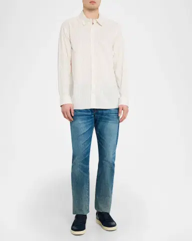 Simkhai Men's Mylo Hairline Stripe Evening Shirt | Thumbnail 2