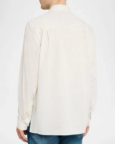 Simkhai Men's Mylo Hairline Stripe Evening Shirt | Thumbnail 3