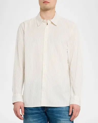 Simkhai Men's Mylo Hairline Stripe Evening Shirt | Thumbnail 4
