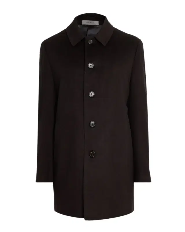 Men 's Wool Single-Breasted Balmacan Overcoat