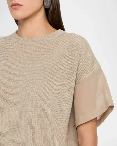 Brunello Cucinelli Cotton Rib Short-Sleeve T-Shirt | Thumbnail 5