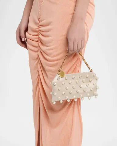 Stella McCartney Falabella Mini Pearly-Embellished Satin Clutch Bag | Thumbnail 2 Stella McCartney Falabella Mini Pearly-Embellished Satin Clutch Bag | Thumbnail 2