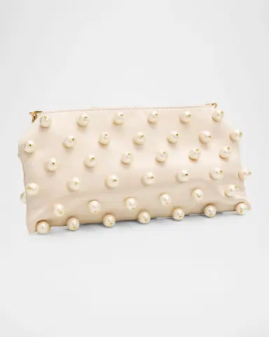 Stella McCartney Falabella Mini Pearly-Embellished Satin Clutch Bag | Thumbnail 3 Stella McCartney Falabella Mini Pearly-Embellished Satin Clutch Bag | Thumbnail 3