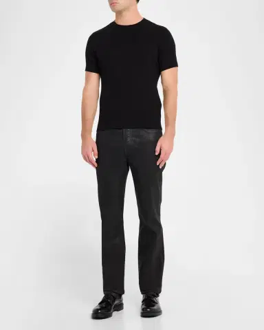 Emporio Armani Men's Jacquard Stripe Short-Sleeve Sweater | Thumbnail 2