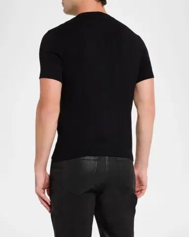 Emporio Armani Men's Jacquard Stripe Short-Sleeve Sweater | Thumbnail 3