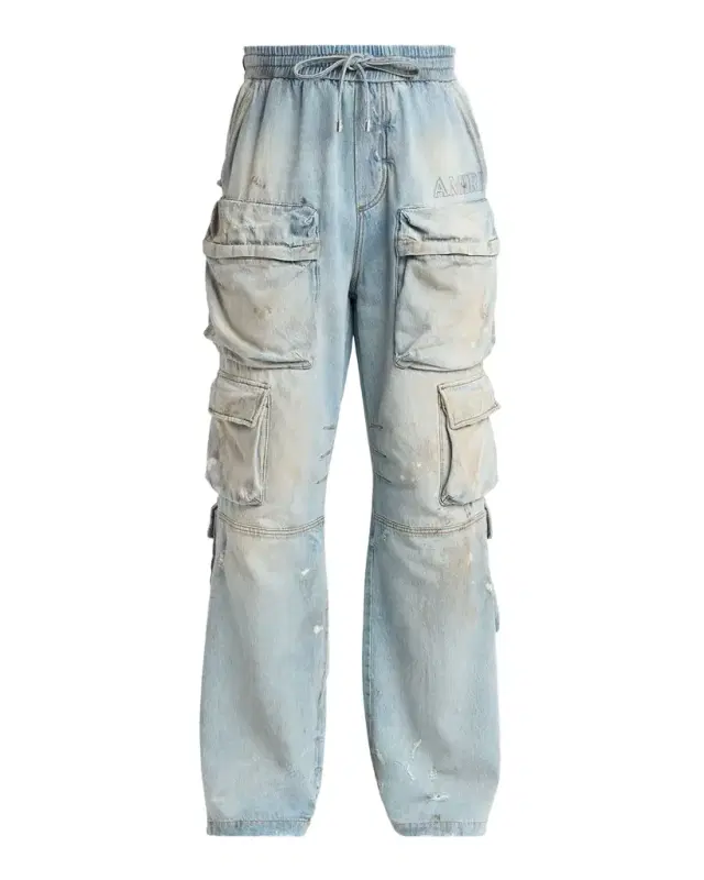 Men 's Vintage-Wash Wide Leg Cargo Jeans