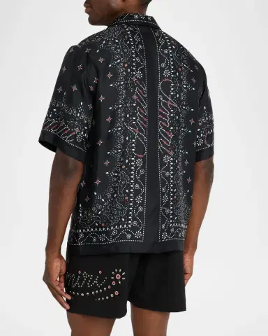 Amiri Men's Silk Crystal Print Bowling Shirt | Thumbnail 2 Amiri Men's Silk Crystal Print Bowling Shirt | Thumbnail 2