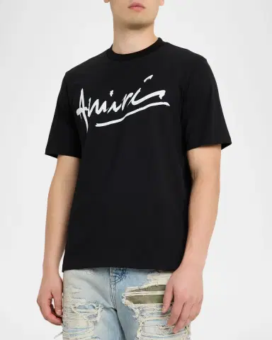 Amiri Men's Logo Script Cotton T-Shirt | Thumbnail 4