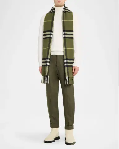 Burberry Men's Wide Check Cashmere Scarf | Thumbnail 2 Burberry Men's Wide Check Cashmere Scarf | Thumbnail 2