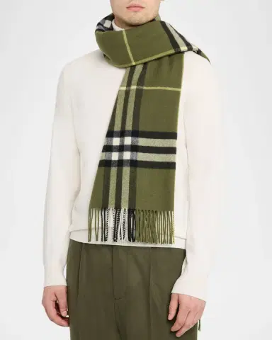 Burberry Men's Wide Check Cashmere Scarf | Thumbnail 3 Burberry Men's Wide Check Cashmere Scarf | Thumbnail 3