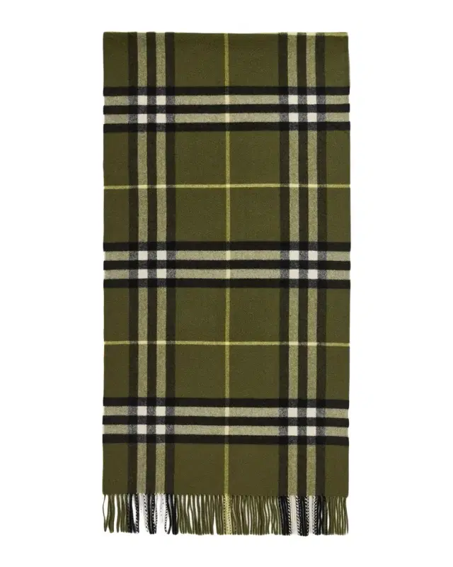 Men's Wide Check Cashmere Scarf
