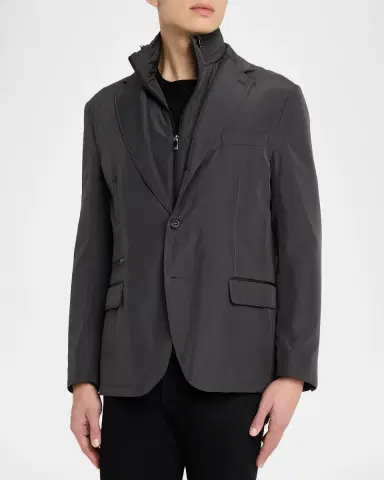 Corneliani Men's Technical Fabric Single-Breasted Blazer | Thumbnail 4