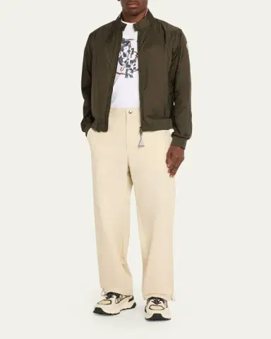 Moncler Men's Reppe Nylon Collar-Logo Full-Zip Jacket | Thumbnail 2