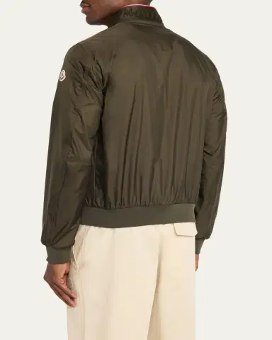 Moncler Men's Reppe Nylon Collar-Logo Full-Zip Jacket | Thumbnail 3