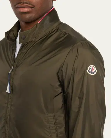 Moncler Men's Reppe Nylon Collar-Logo Full-Zip Jacket | Thumbnail 5