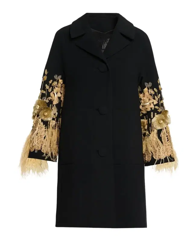 Gilded Stardust Embroidered Single-Breasted Top Coat