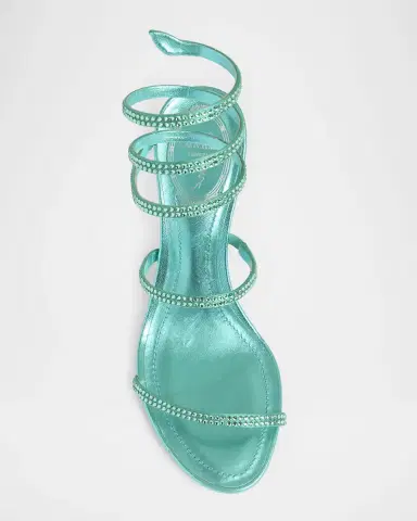 René Caovilla 80mm Cleo Crystal Metallic Leather Sandals | Thumbnail 3
