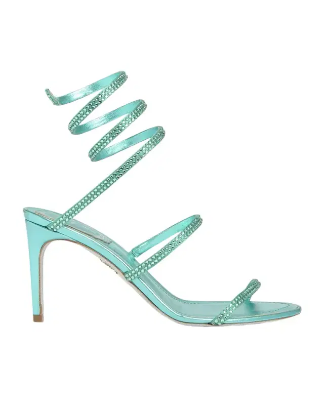 80mm Cleo Crystal Metallic Leather Sandals