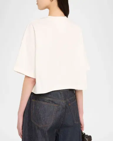Bottega Veneta Intrecciato-Pocket Pima Cotton Jersey Crop T-Shirt | Thumbnail 3