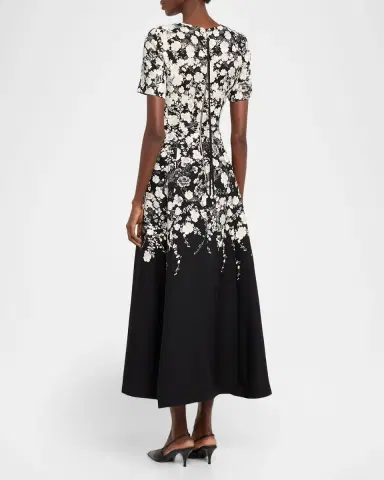 Adam Lippes Evangeline Two-Tone Floral Midi Dress | Thumbnail 3