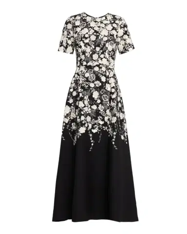 Adam Lippes Evangeline Two-Tone Floral Midi Dress | Thumbnail 1