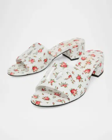 Dolce & Gabbana 40mm DG Cutout Floral Leather Slides | Thumbnail 6 Dolce & Gabbana 40mm DG Cutout Floral Leather Slides | Thumbnail 6