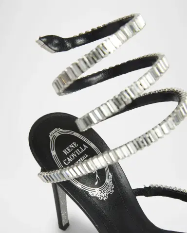 René Caovilla 105mm Cleo Leather Baguette Crystal Sandals | Thumbnail 4