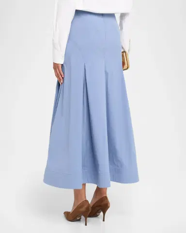 Lela Rose Godet Cotton Poplin Midi Skirt | Thumbnail 3 Lela Rose Godet Cotton Poplin Midi Skirt | Thumbnail 3