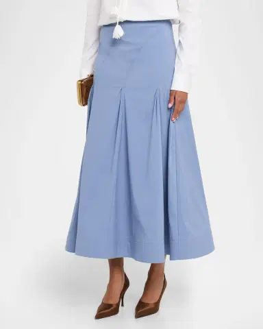 Lela Rose Godet Cotton Poplin Midi Skirt | Thumbnail 4 Lela Rose Godet Cotton Poplin Midi Skirt | Thumbnail 4